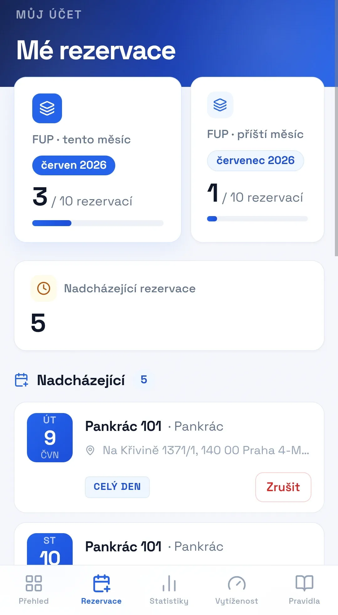 Mé rezervace